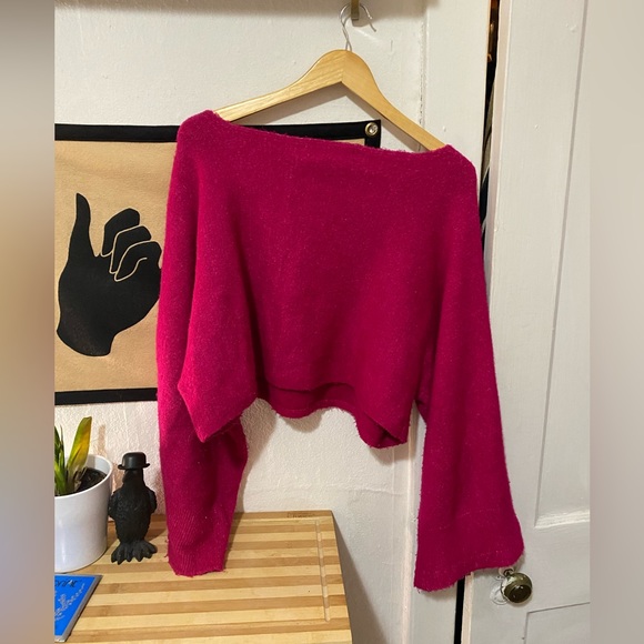 SOLD | Hot pink loose cropped sweater- Zara Knit - Picture 4 of 6